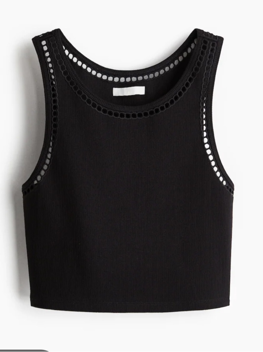 H&M Ribbed Tank Top with Eyelet Trim